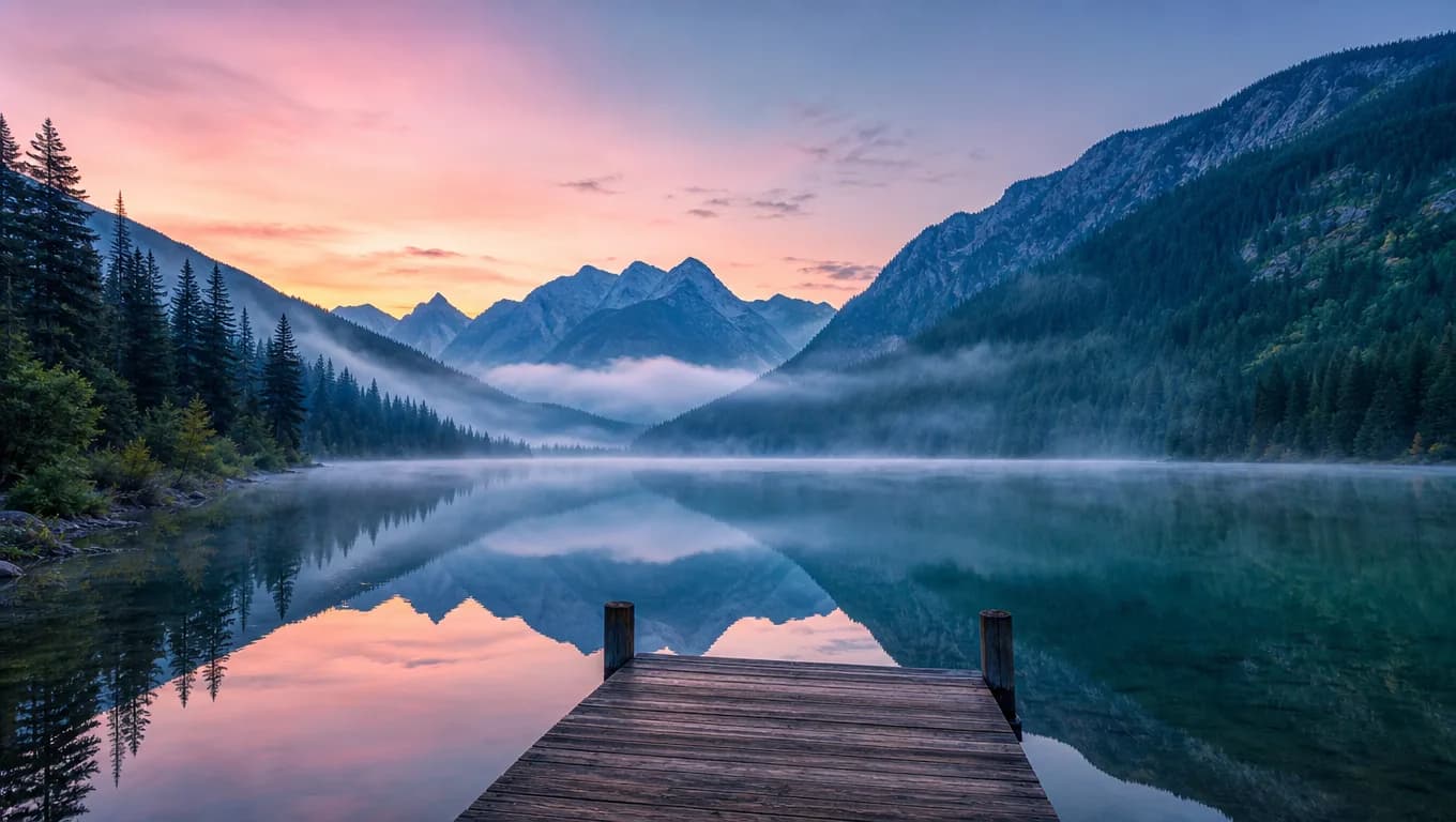 Mountain lake dawn